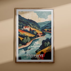 River Wye print, River Wye poster, England river travel poster, river wall art decor, United Kingdom river art, England nature poster