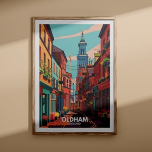 Oldham Poster - Oldham Poster, UK Wandkunst, England Wand Kunst Dekor, britisches Reiseplakat, Großbritannien Print, England Stadtkunst