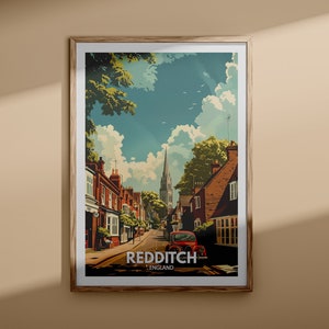 Redditch Poster - Redditch Poster, Großbritannien Wandkunst, England Wand Kunst Dekor, britisches Reiseplakat, Großbritannien Druck, England Stadtkunst