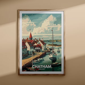 Stampa Chatham - Poster Chatham, arte murale del Regno Unito, arredamento d'arte murale inglese, poster di viaggio britannico, stampa del Regno Unito, arte della città inglese