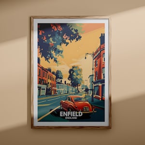 Enfield Kunstdruck - Enfield Stadt Poster, UK Wandkunst, England Wand Kunst Dekor, britisches Reiseplakat, Vereinigtes Königreich Druck, England Stadt Kunst