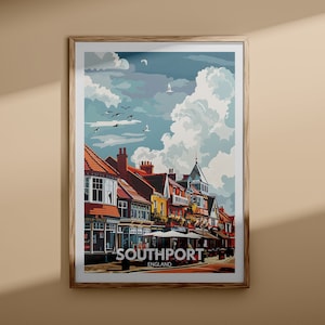 Southport Kunstdruck - Southport Stadt Poster, UK Wandkunst, England Wanddekor, Britisches Reiseplakat, United Kingdom Druck, England Stadtkunst