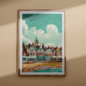 Littlehampton print - Littlehampton poster, UK wall art, England wall decor, British travel poster, United Kingdom print, England city art