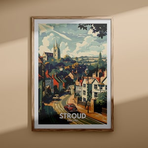 Stroud Print - Stroud Poster, UK Wandkunst, England Wand Kunst Dekor, britisches Reiseplakat, Großbritannien Print, England Stadtkunst