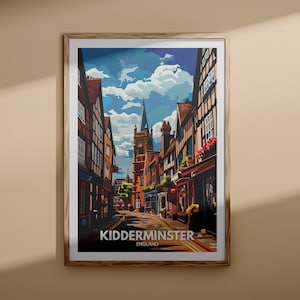 Kidderminster Print - Kidderminster Poster, Großbritannien Wandkunst, England Wanddekor, Britisches Reiseplakat, Großbritannien Druck, England Stadtkunst
