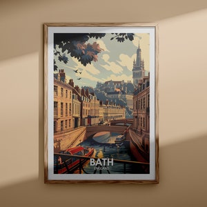 Impresión de baño - Cartel de baño, arte de pared del Reino Unido, decoración de arte de pared de Inglaterra, cartel de viaje británico, impresión del Reino Unido, arte de la ciudad de Inglaterra