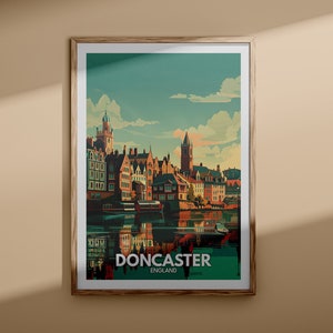 Doncaster Print - Doncaster Poster, UK Wandkunst, England Wand Kunst Dekor, britisches Reiseplakat, Vereinigtes Königreich Druck, England Stadtkunst