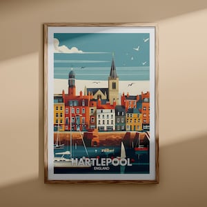 Hartlepool print - Hartlepool poster, UK wall art, England wall art decor, British travel poster, United Kingdom print, England city art