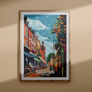Impresión de Brixton: póster de Brixton, arte mural del Reino Unido, decoración de pared de Inglaterra, póster de viaje británico, impresión del Reino Unido, arte urbano de Inglaterra