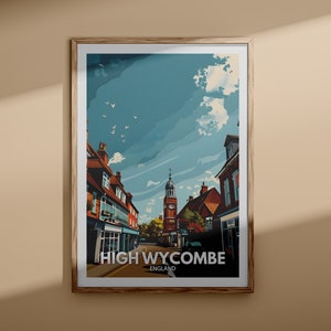 High Wycombe Kunstdruck - High Wycombe Plakat, Großbritannien Druck, England Wanddekor, Reiseplakat Großbritannien, England Stadtkunst