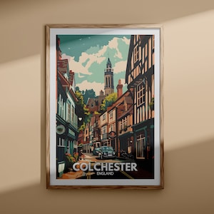 Colchester Kunstdruck - Colchester Poster, UK Wandkunst, England Wand Kunst Dekor, britisches Reiseplakat, Vereinigtes Königreich Druck, England Stadtkunst