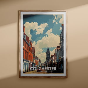 Colchester print - Colchester city poster, kunst aan de muur Verenigd Koninkrijk, Engeland wanddecor, Britse reisposter, afdrukken Verenigd Koninkrijk, Engeland stadskunst
