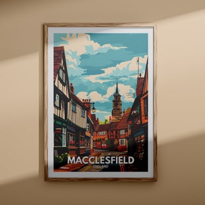 Macclesfield Poster - Macclesfield Poster, Großbritannien Wandkunst, England Wand Kunst Dekor, britisches Reiseplakat, Großbritannien Druck, England Stadtkunst