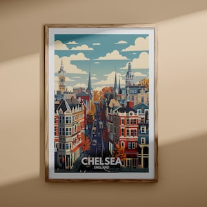 Chelsea-poster - Chelsea-poster, kunst aan de muur VK, decor Engeland kunst aan de muur, Britse reisposter, afdrukken Verenigd Koninkrijk, stadskunst Engeland