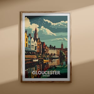 Gloucester art print - Gloucester city poster, UK wall art, England wall art, British travel poster, United Kingdom print, England city art