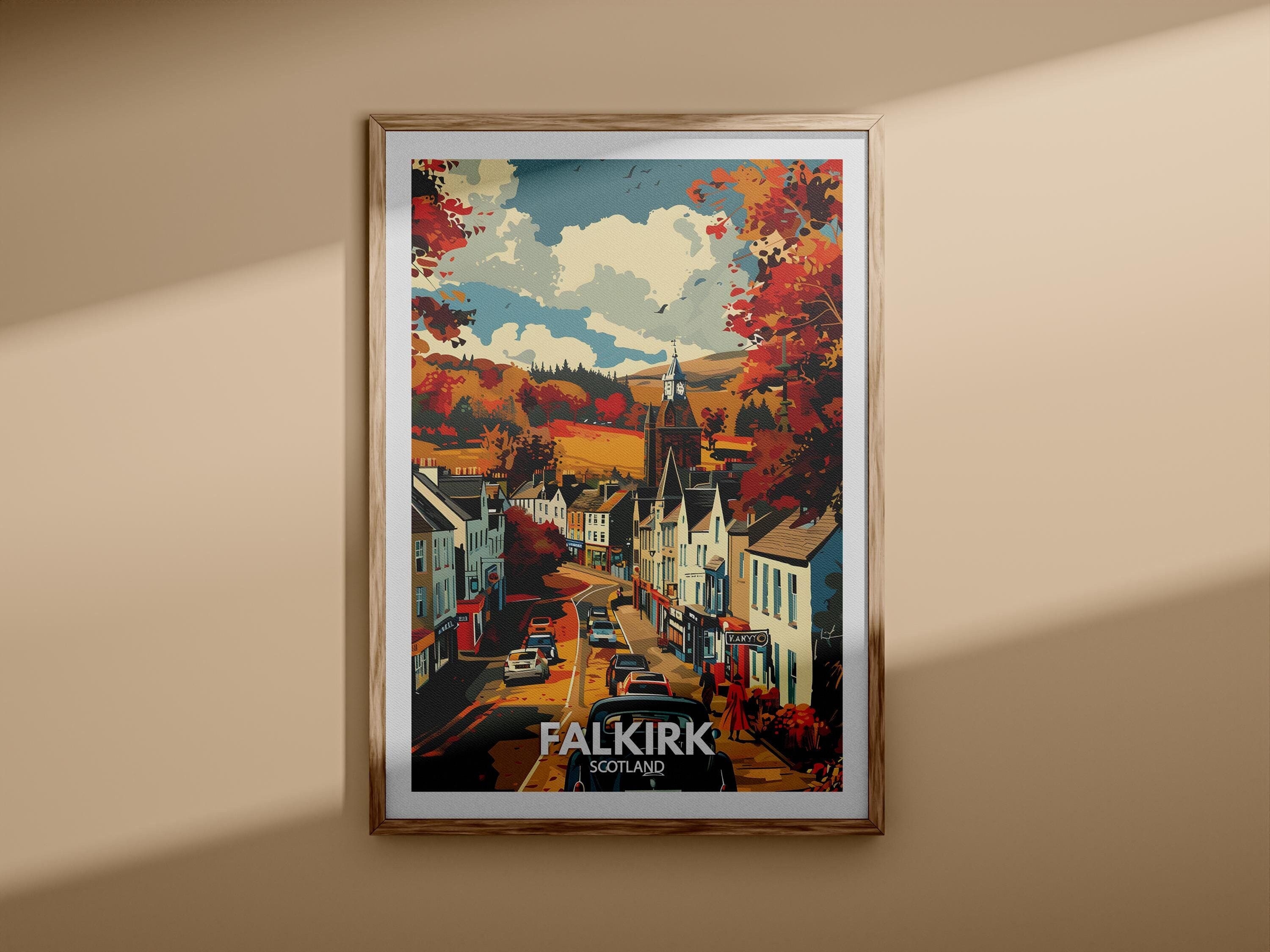 Falkirk print - Falkirk poster, UK wall art, Scotland wall art decor, UK travel poster, United Kingdom print, Scotland city art