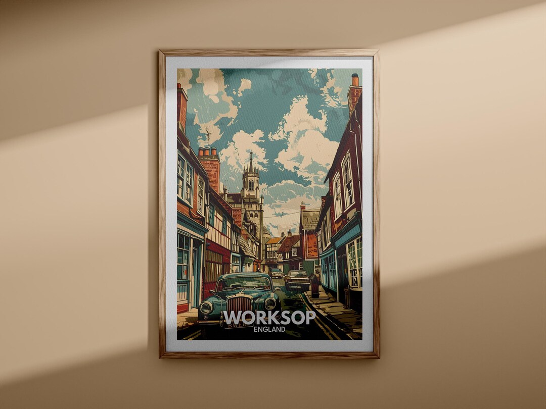 Worksop Print - Worksop Poster, UK Wall Art, England Wall Art Decor ...
