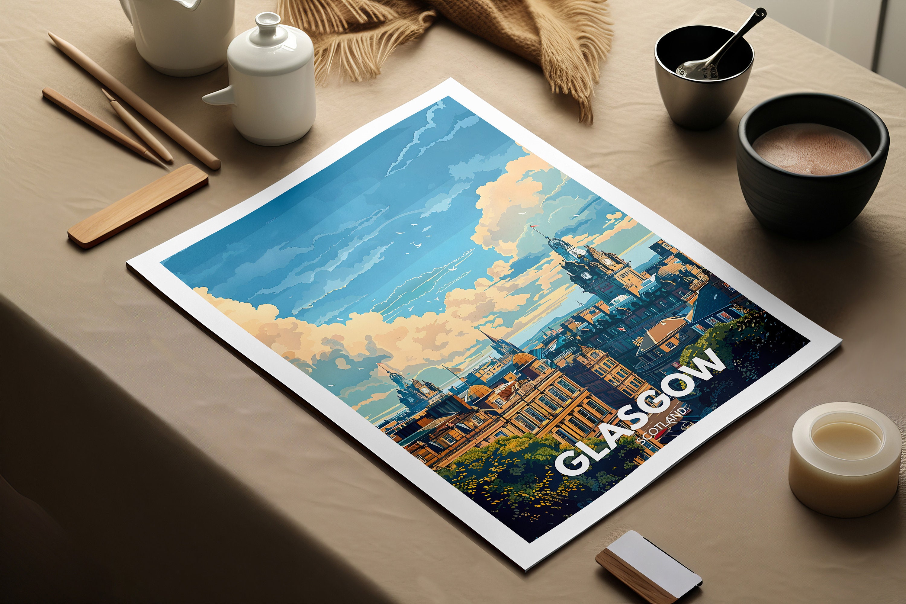 Glasgow Scotland Illustrated Travel Poster Print Etsy UK glasgow-scotland-illustrated-travel-poster-print-etsy-uk