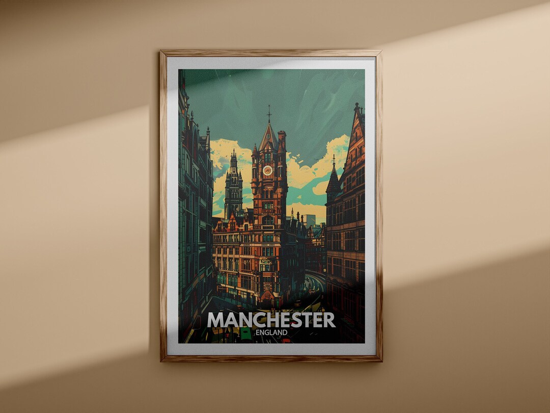 Manchester Poster Manchester Print - Manchester Poster, UK Wall Art, England Wall Art ...