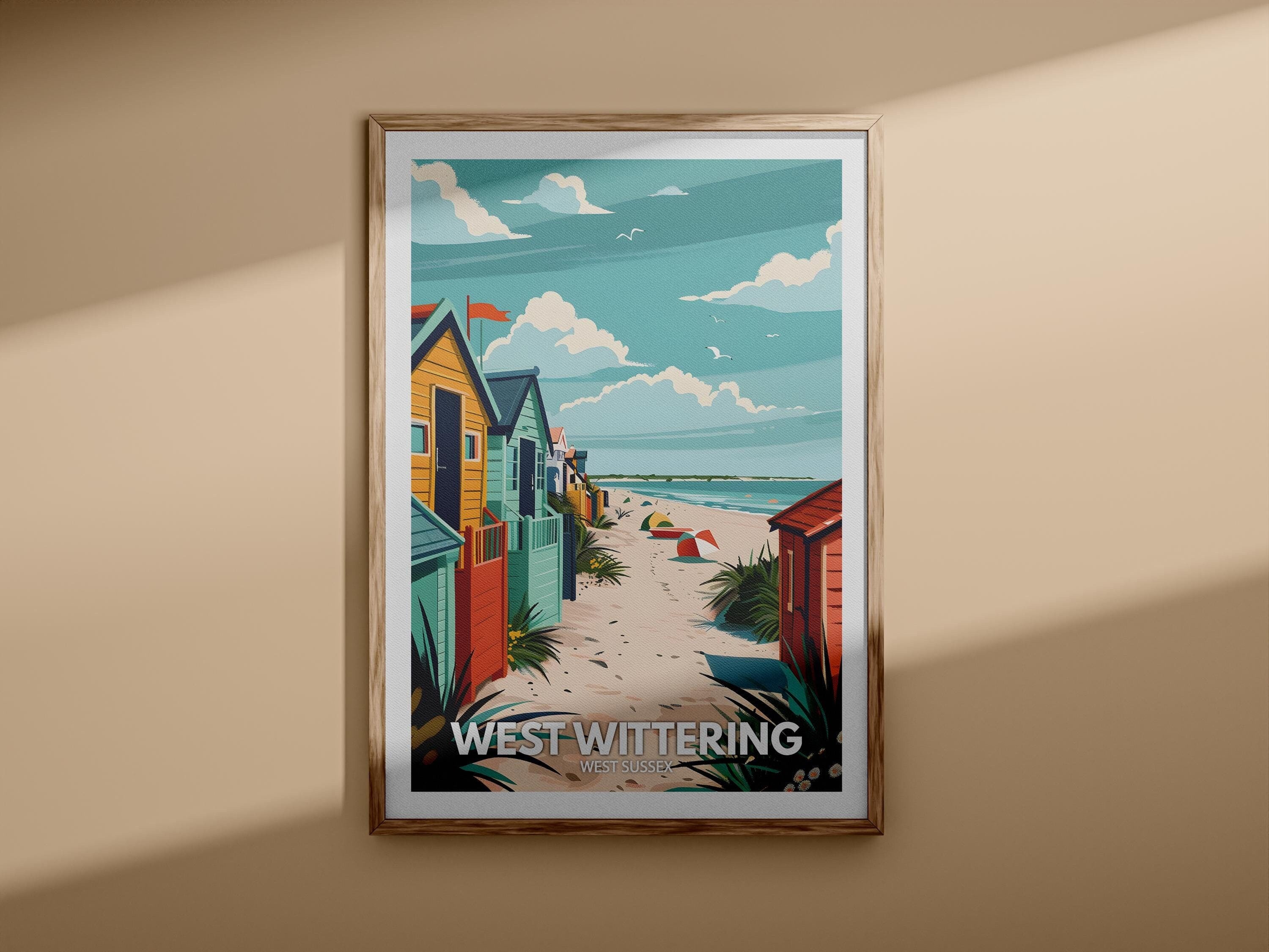 West Wittering Print – West Wittering poster, West Sussex travel poster, West Sussex wall art Print, England Beach art, UK natural prints