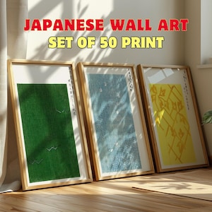 Vintage Japanese Wall Art Set of 50 | Woodblock Print | Japanese Art Print | Japanese Woodblock Poster Print | Japandi Art | Japanese Art