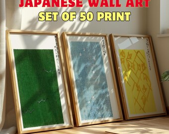 Vintage Japanese Woodblock Print Set of 50 | Japandi Art (Digital Download)