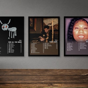 Conjunto de carteles de Drake de 15 carteles de álbumes / Honestamente, no importa / Vistas / Paquete de atención / Hasta ahora ido / Escorpión / Gracias después / Su pérdida