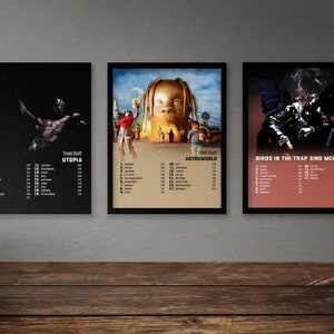 Conjunto de carteles de Travis Scott de 5 carteles de álbumes / Astroworld / UTOPIA / Rodeo / Jackboys / Birds in the Trap Sing McKnight / Descarga digital