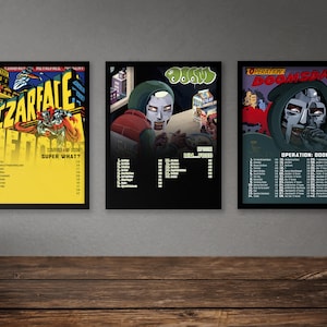 MF Doom Poster Set 6 Album Poster | Super was? | Zartes Gesicht Trifft Metall Gesicht | Gazzillion Ohr | MM..FOOD | Betrieb: Doomsday | Digital