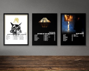 Conjunto de 9 pósteres de J.Cole: Forest Hills Drive (2014), Born Sinner, Revenge of the Dreamers III, 4 Your Eyez Only, impresión digital.