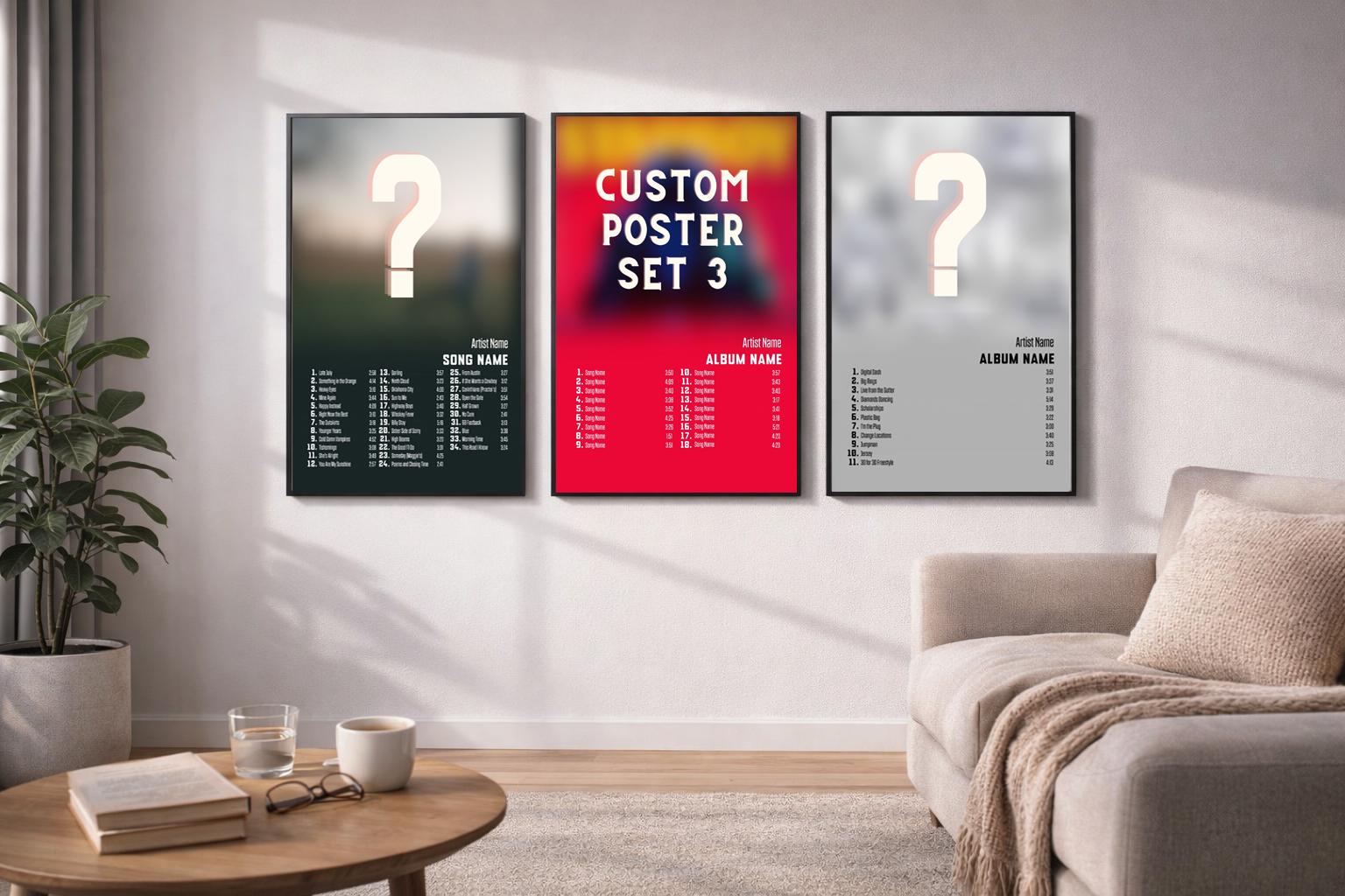 Custom Set of 3 Album Posters, Album Cover Poster, Custom Music Gift - Etsy