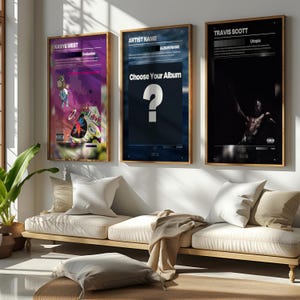 Set of 3 Custom Album Poster | Wall Art Home Decor Music Poster | Choose Your Own Album Poster | Any Album Poster Gift | Music Lovers