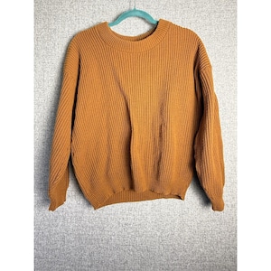 Ds Knit brown 70〜80's Vintage 70s/80s Crew Neck Chunky Knit Sweater Goldenrod Brown