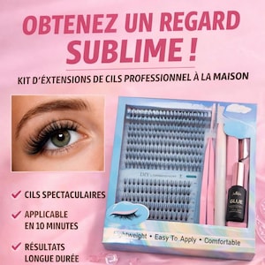 Wimpernverlängerungsset mit Bond & Seal Glue D-Curl-Wimpern, 280 einzelne Wimpernbüschel