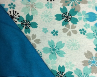 Flannel Turquoise Floral Baby Blanket