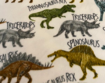 Fleece Cream Dinosaur Blanket