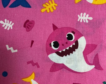 Cotton Pink Pillowcase with Baby Shark Print