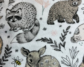 Flannel Sketched Wildlife Animals Baby Blanket