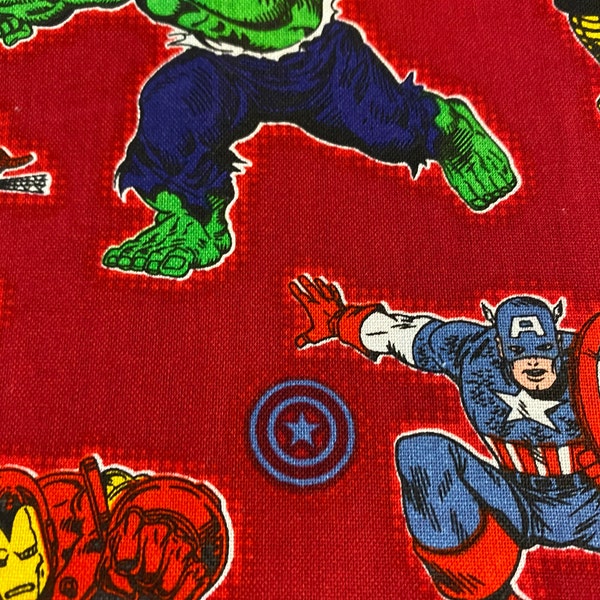 Cotton Red Pillowcase with Comic Book Heroes Print