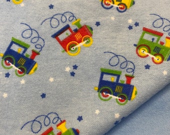 Flannel Blue Trains Baby Blanket