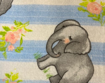 Pastel Blue Flannel Baby Elephant Pillowcase