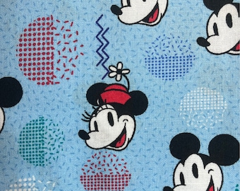 Cotton Blue Pillowcase with Mickey and Minnie Print