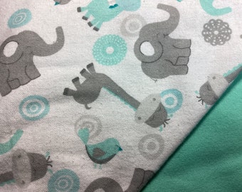 Flannel Teal Elephant Baby Blanket