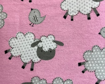 Flannel Pink/Gray Sheep Baby Blanket