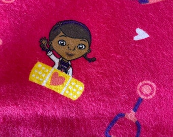 Pink Flannel Pillowcase with Doc McStuffins Print