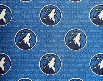 Cotton Blue Pillowcase with MN Timberwolves Print