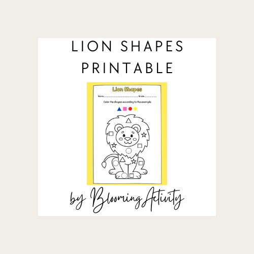 Lion Shapes Printable Coloring Sheet for Kid's - Shapes Learning - Etsy