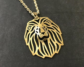 Lion's Mane Necklace SOLID BRASS Leo Birthday Zodiac Raw Brass Dapt Lion Head Lion Lover Gift Brave Animal August Birthday Best Friend Gift