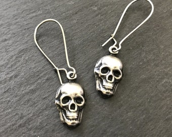 Silver Skull Earrings Day of the Dead Dia de los Muertos Halloween Skulls Pirate Jewelry Gothic Creepy Gold Skull Halloween Costume Death