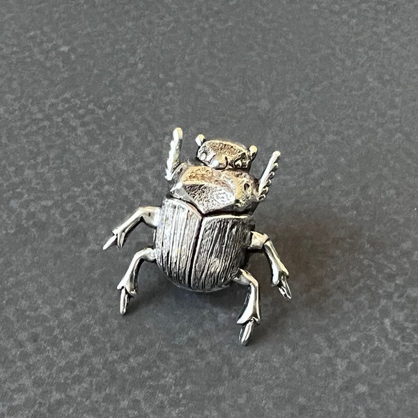 Beetle Tie Tack, Silver Beetle Brooch, Bug Lapel Pin, Brass Bug, Creepy Insect, Gothic Scarab, Entomologist Gift, Unisex Gift, Father's Day